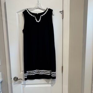Talbots Black Dress with White Trim Accent